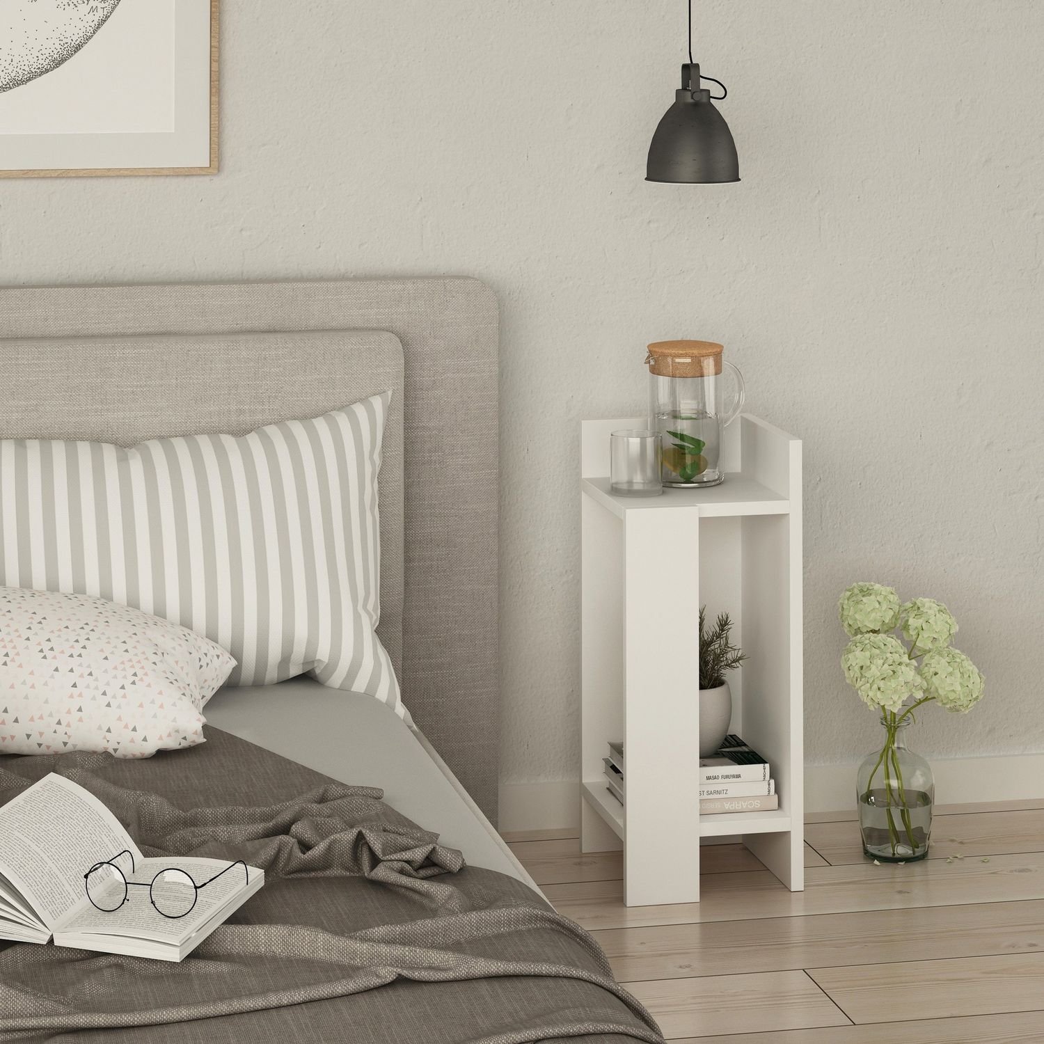 Tavolino comodino di design Elos colore bianco 27x25x60h destro Effezeta