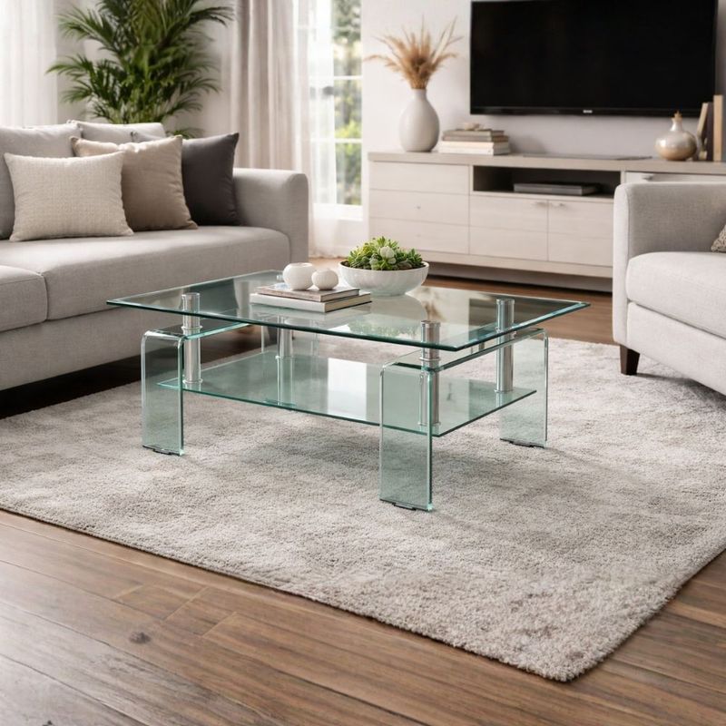 Tavolino Crystal in vetro temperato 100x60x39 cm. Effezeta