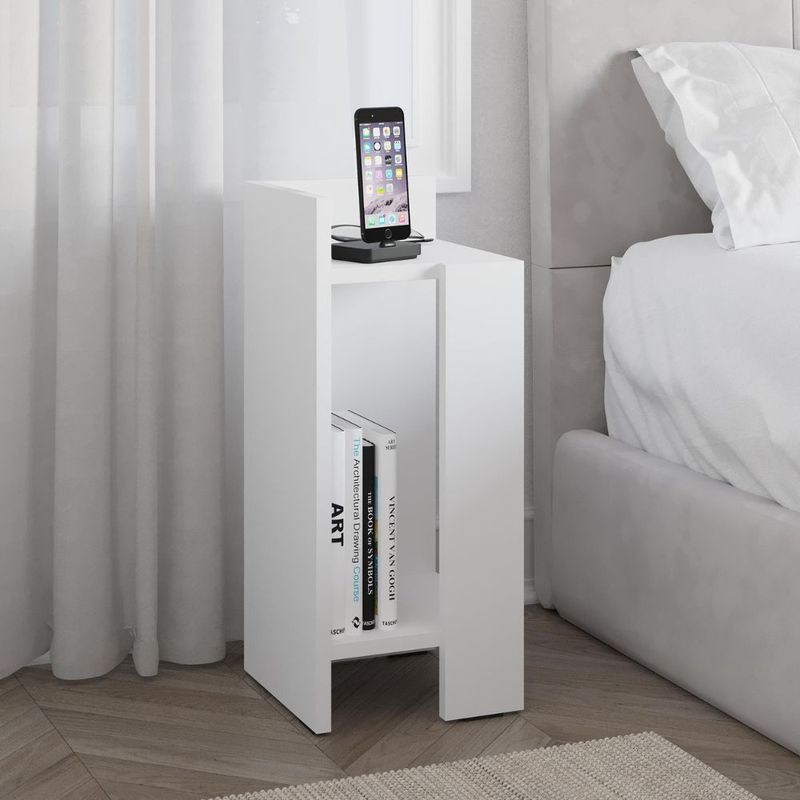 Tavolino comodino di design Elos bianco 27x25x60h sinistro Effezeta