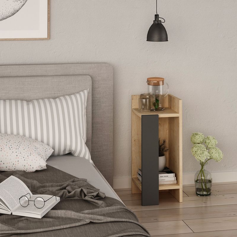 Tavolino comodino di design Elos colore rovere oak pannello antracite 27x25x60h destro Effezeta