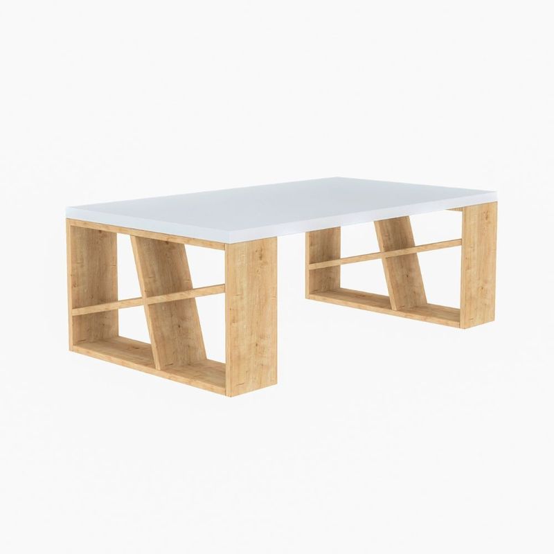 Tavolino da salotto Honey piano bianco e gambe rovere Effezeta