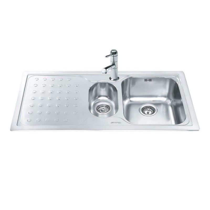 Lavello Smeg LV100S3 1 vasca + 1/2 con gocciolatoio sinistro 100x50 cm inox Effezeta Lavello Smeg LV100S3 1 vasca + 1/2 con gocciolatoio sinistro 100x50 cm inox Effezeta