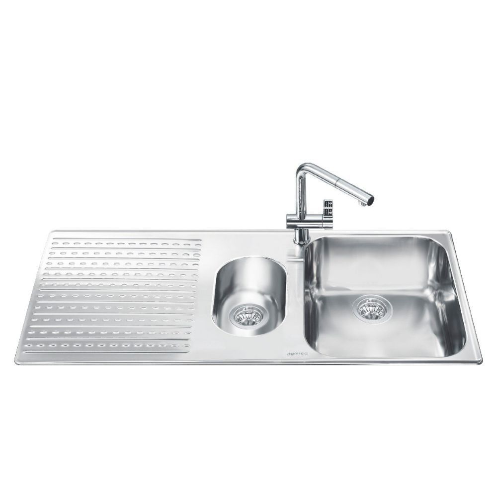 Lavello Smeg LTS102S2 inox 1+1/2 vasca con gocciolatoio sinistro 100x50 cm Effezeta