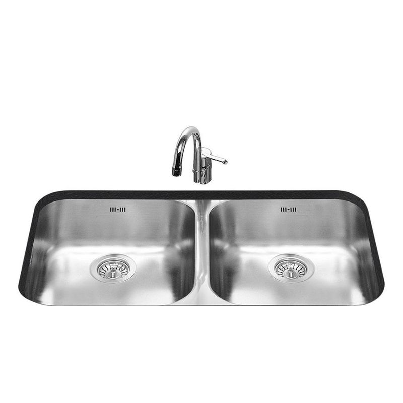 Lavello Smeg UM3434 sottotop 76x45 cm 2 vasche inox Effezeta
