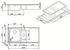 Lavello Smeg LE102S2 inox 1 + 1/2 vasca con gocciolatoio sinistro 100x50 cm. Effezeta