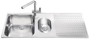 Lavello Smeg LTS102D2 inox 1+1/2 vasca con gocciolatoio destro 100x50 cm Effezeta Lavello Smeg LTS102D2 inox 1+1/2 vasca con gocciolatoio destro 100x50 cm Effezeta
