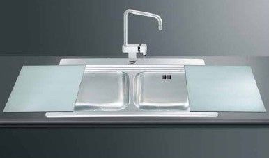 Lavello Smeg LI92B 90x50 cm 2 vasche con vetro bianco Effezeta Lavello Smeg LI92B 90x50 cm 2 vasche con vetro bianco Effezeta