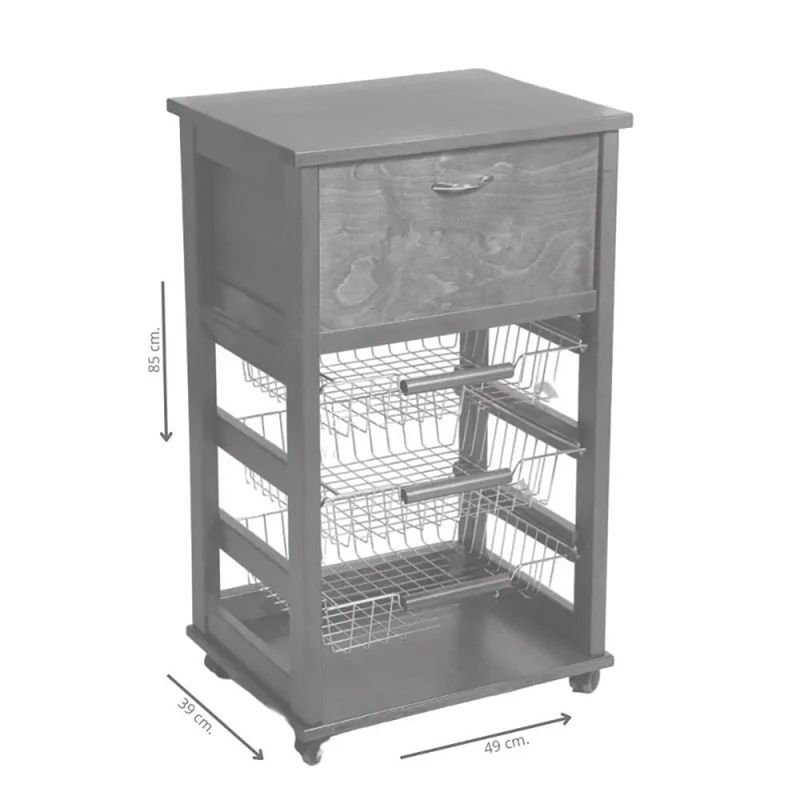 Carrello Vesuvio portapane ciliegio con piano in legno Effezeta