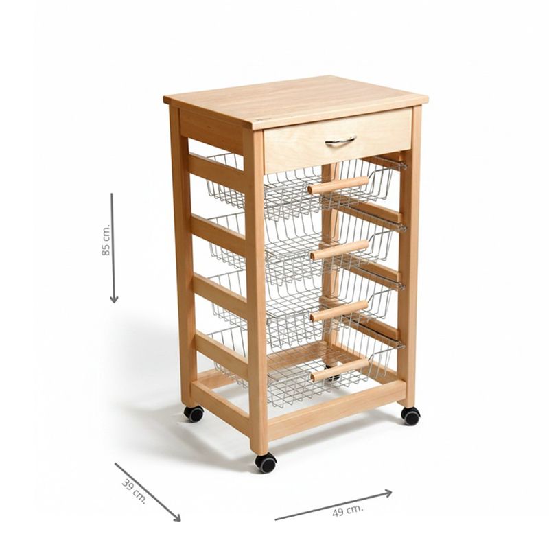 Carrello Vesuvio con cassetto senza base con piano in legno rovere Effezeta
