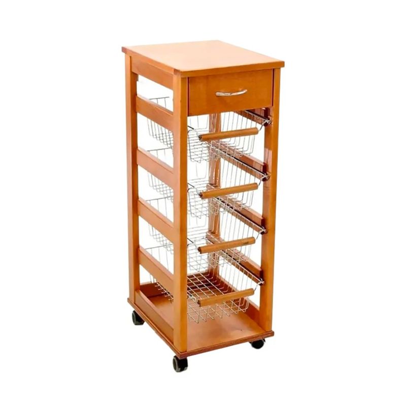 Carrello Vesuvio salvaspazio con piano in legno rovere Effezeta
