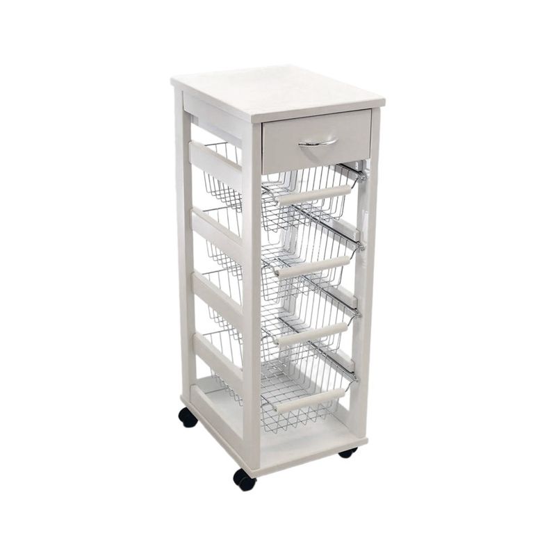Carrello Vesuvio salvaspazio con piano in legno bianco Effezeta