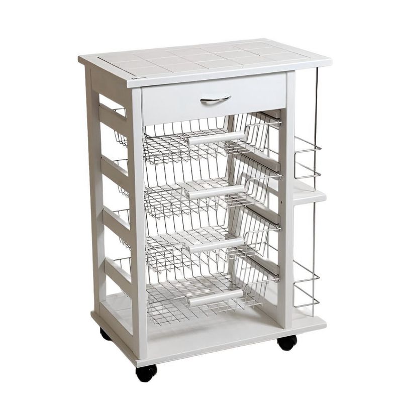 Carrello Vesuvio con cassetto e portabottiglie bianco Effezeta