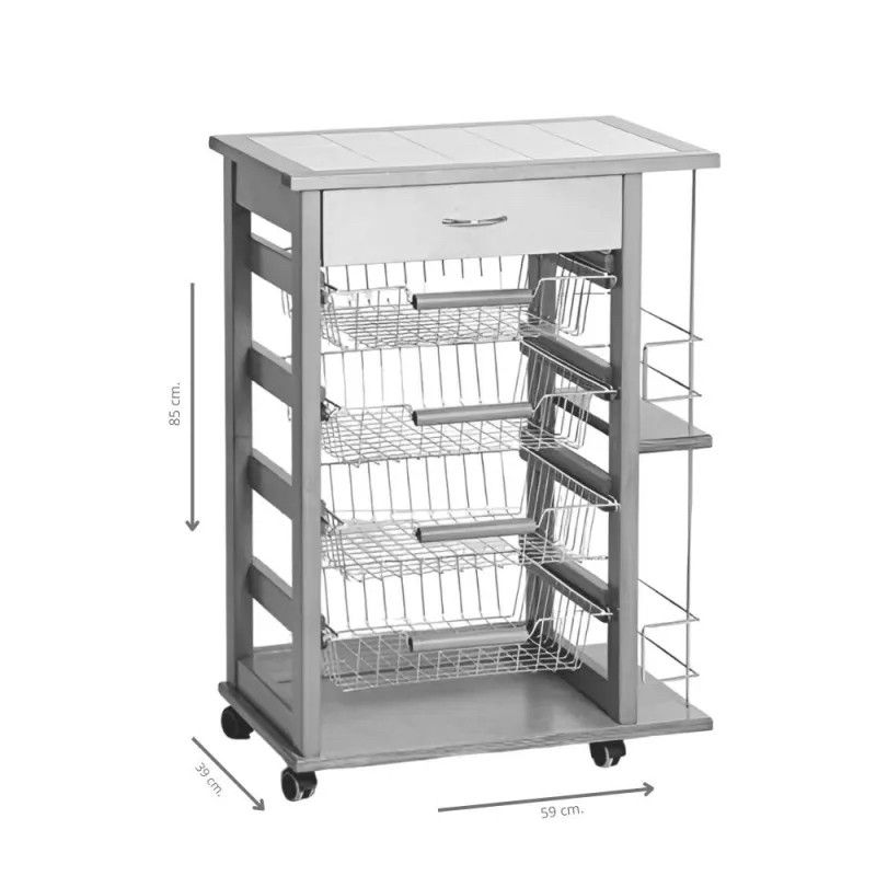 Carrello Vesuvio con cassetto e portabottiglie bianco Effezeta