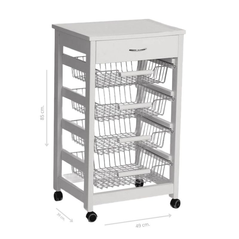 Carrello Vesuvio con cassetto senza base con piano in legno bianco Effezeta