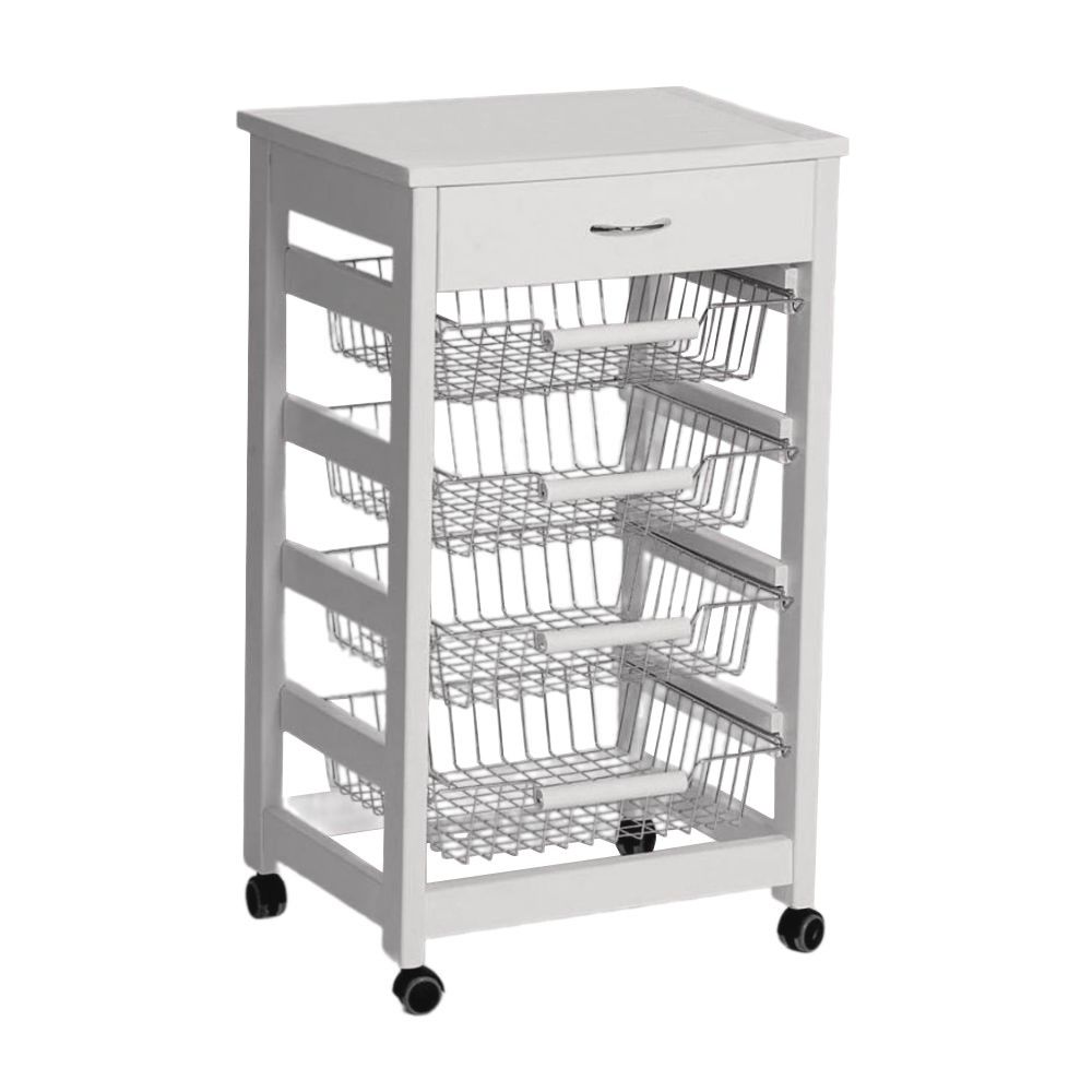 Carrello Vesuvio con cassetto senza base con piano in legno bianco Effezeta