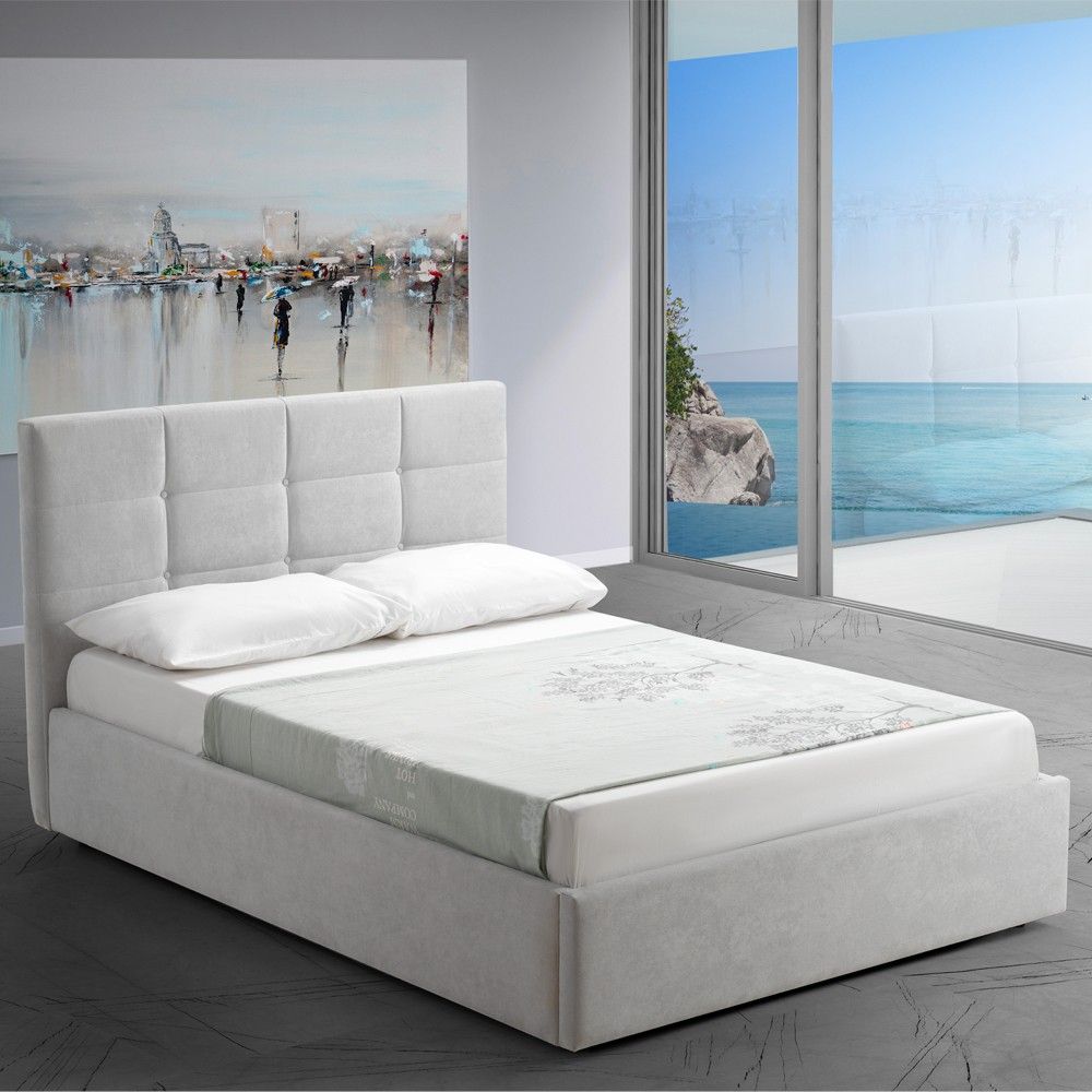 Letto una piazza e mezza con contenitore Napoli grigio Soro 90 Effezeta