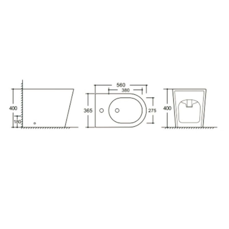 Bidet a pavimento YJ-1380FMW bianco opaco smaltato 36.5x56x40 cm. Effezeta