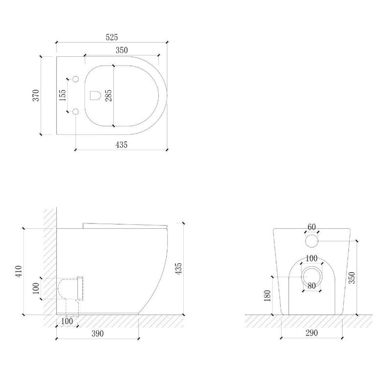 WC filo muro FT53A a pavimento in ceramica 52.5x37x41H cm. bianco Effezeta