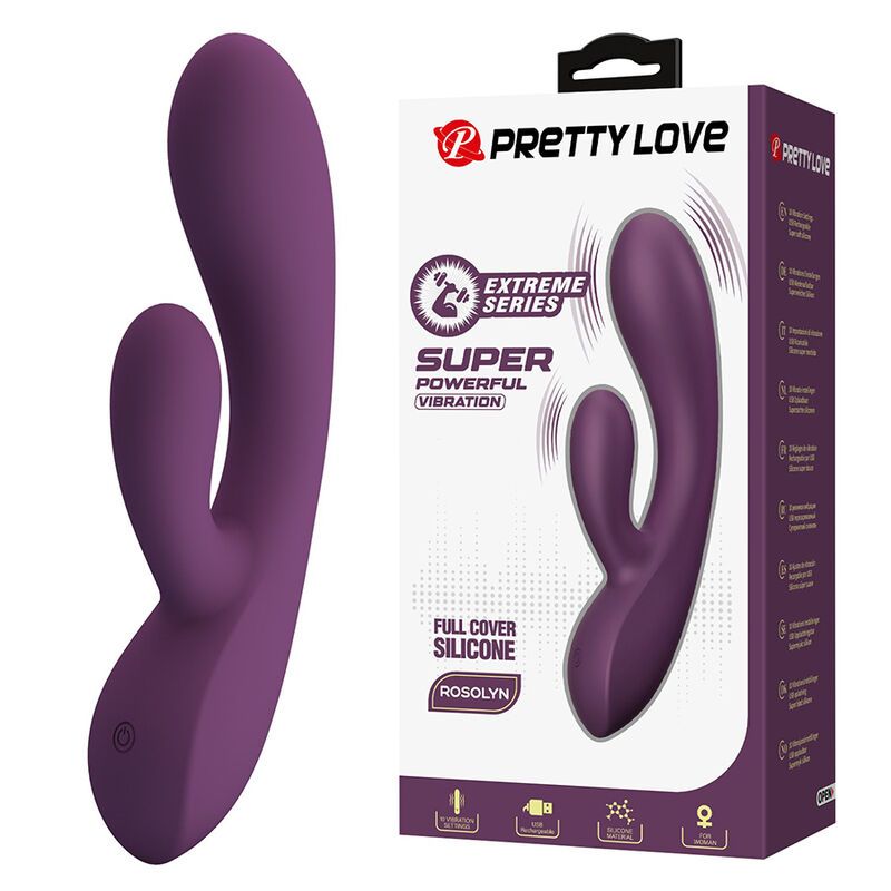 PRETTY LOVE - VIBRATORE A FORMA DI CONIGLIO RICARICABILE ROSOLYN CON 10 FUNZIONI HIGH TECH