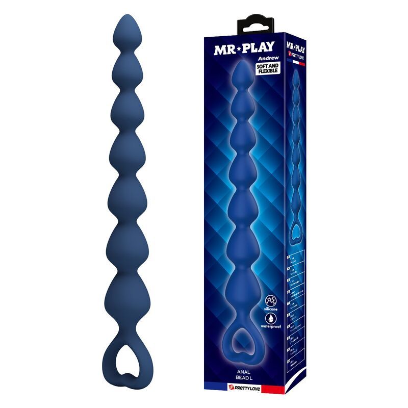 MR PLAY - PERLE ANALALI IN SILICONE BLU E PLUG ANAL 26,7 CM MR PLAY