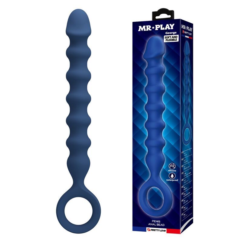 MR PLAY - PERLE ANAL IN SILICONE BLU E PLUG ANAL -Ø- 3,4 CM - 28,5 CM MR PLAY