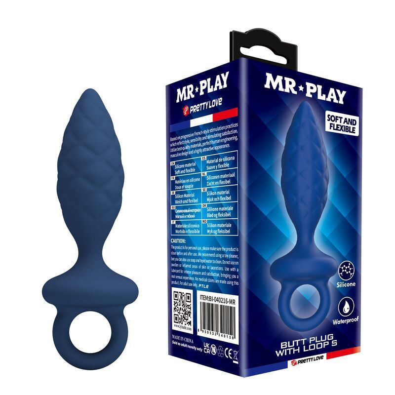 MR PLAY - PLUG ANALE TESTURIZZATO CON ANELLO BLU S MR PLAY