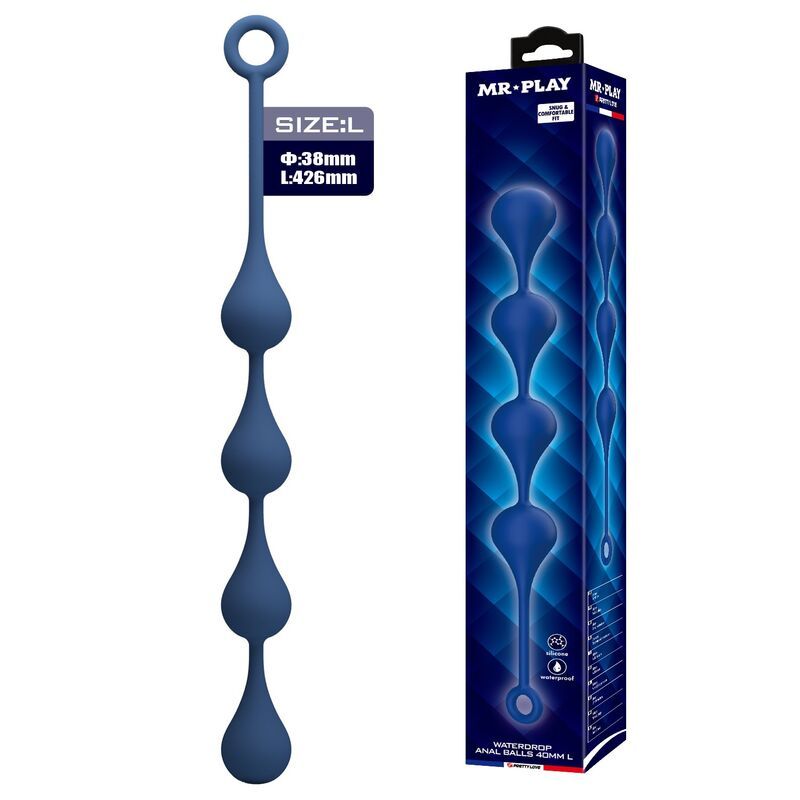 MR PLAY - PERLE ANALI IN SILICONE BLU TAGLIA L 42,6 CM MR PLAY