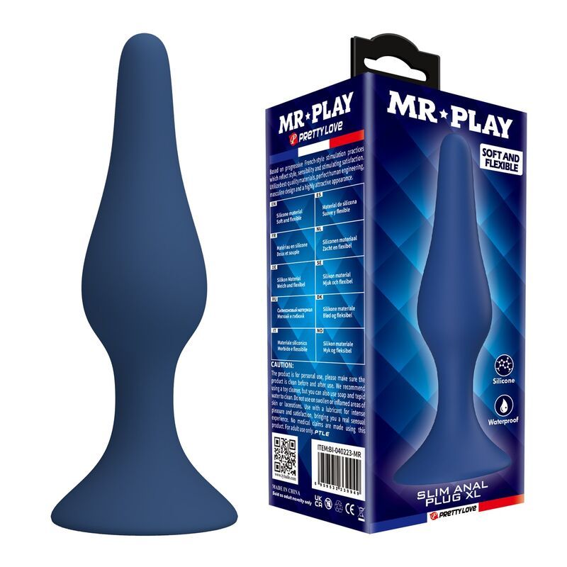 MR PLAY - PLUG ANALE CONICO IN SILICONE BLU XL MR PLAY