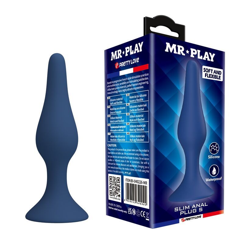MR PLAY - PLUG ANALE SLIM IN SILICONE BLU TAGLIA S MR PLAY