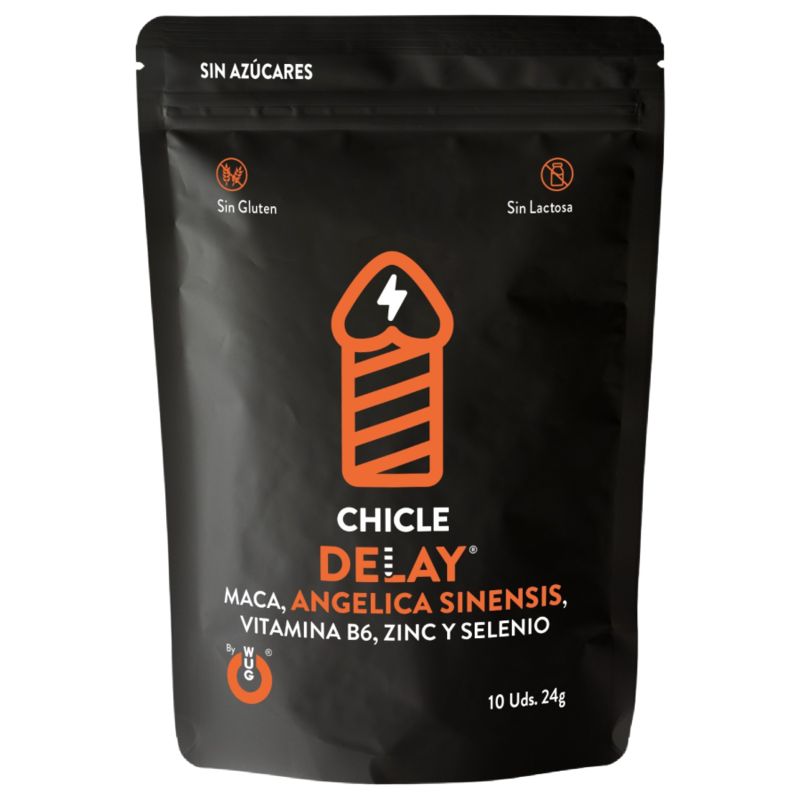 WUG DELAY – Gomma da masticare funzionale con zinco, selenio e vitamina B6 per un maggiore controllo e resistenza durante i momenti intimi WUG SEX SENSE