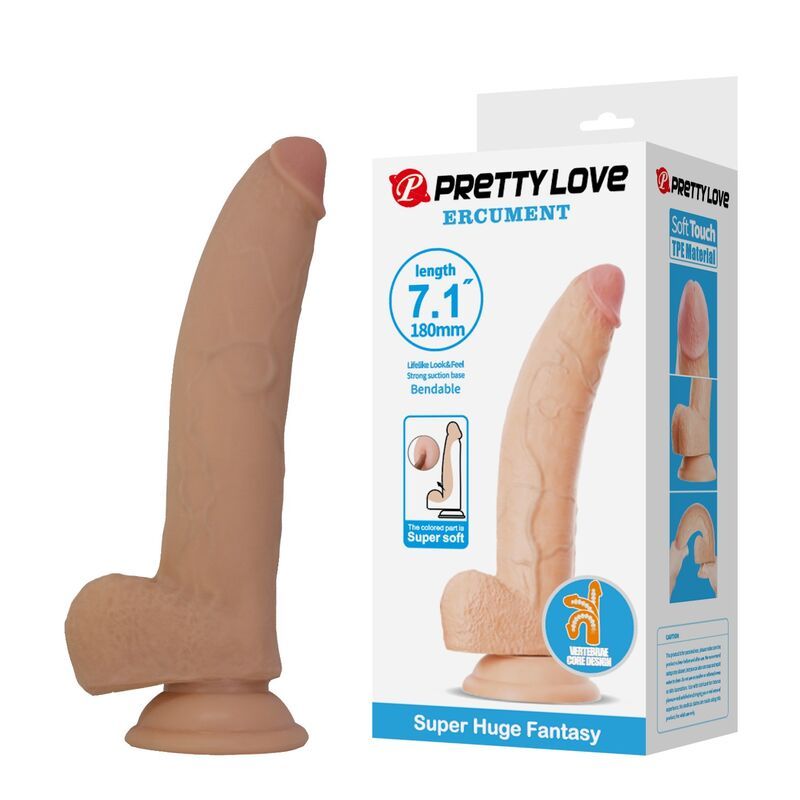 PRETTY LOVE - DILDO FLESSIBILE REALISTICO ELLCUMENT 18 CM Ø 4.5 CM TPE NATURALE DILDOS