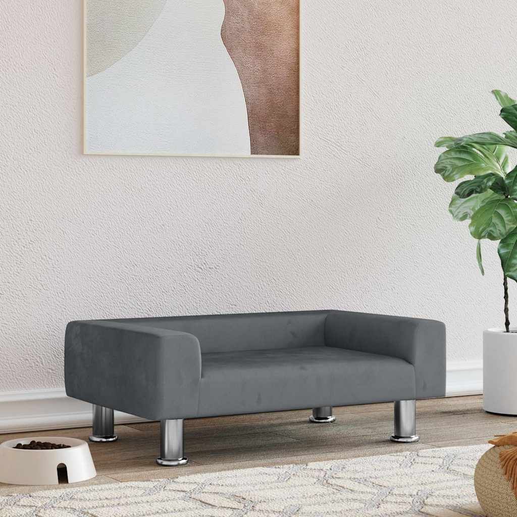 Lettino per Cani Grigio Scuro 70x45x26,5 cm in Velluto vidaXL