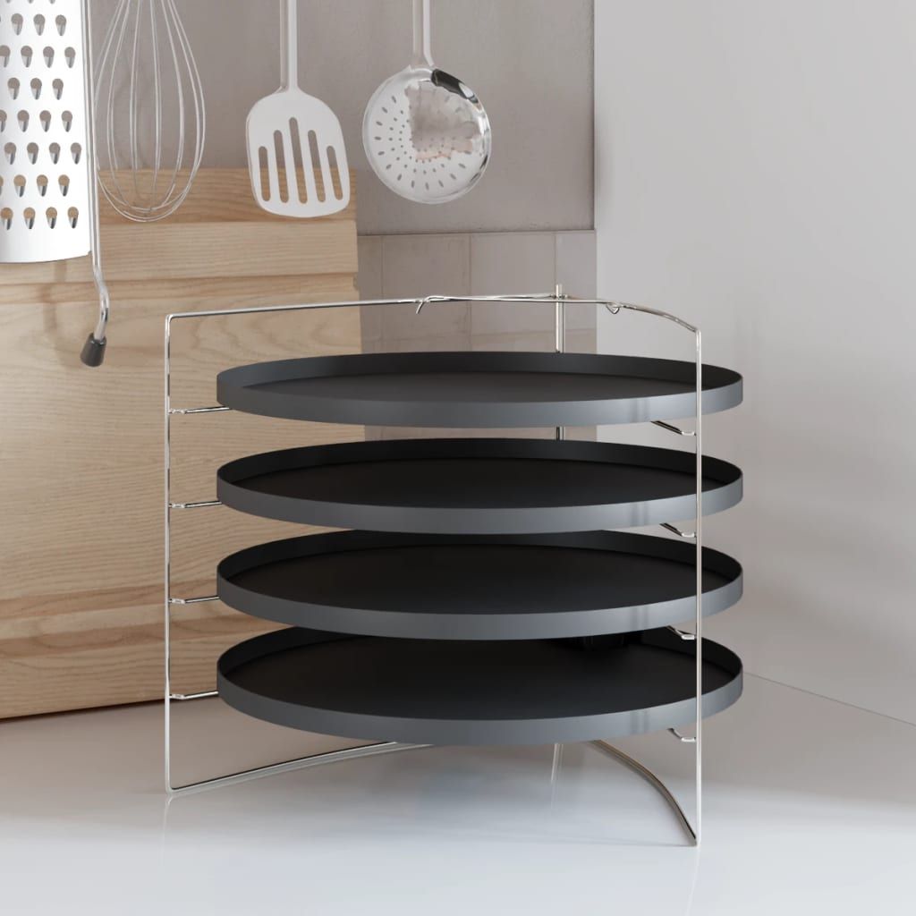 Teglie per Pizza 4 pz con Porta Teglie Ø 28 cm in Acciaio vidaXL