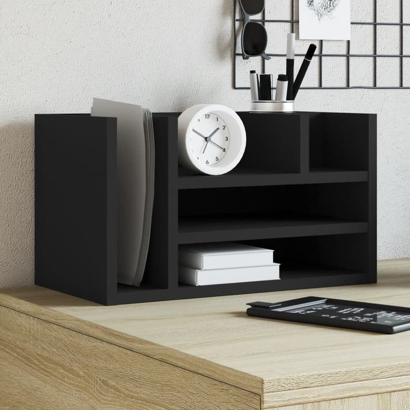 Organizer da Scrivania Nero 44,5x24x25 cm in Legno Multistrato vidaXL