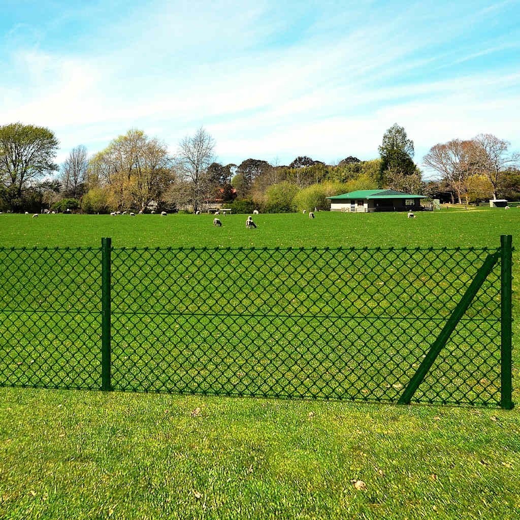 Recinzione a Rete con Pali e Spuntoni in Acciaio 1,0x25 m vidaXL