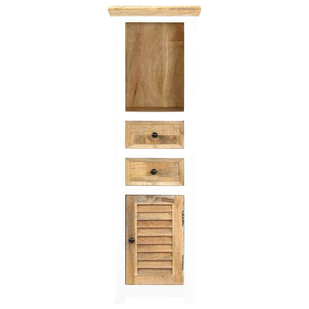 Credenza Bianca e Marrone 40x30x128 cm in Legno di Mango Grezzo vidaXL