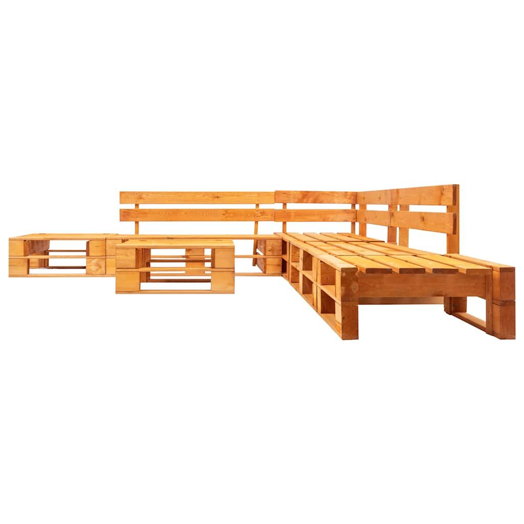 Set Divani da Giardino su Pallet 6 pz Marrone ambra in Legno vidaXL