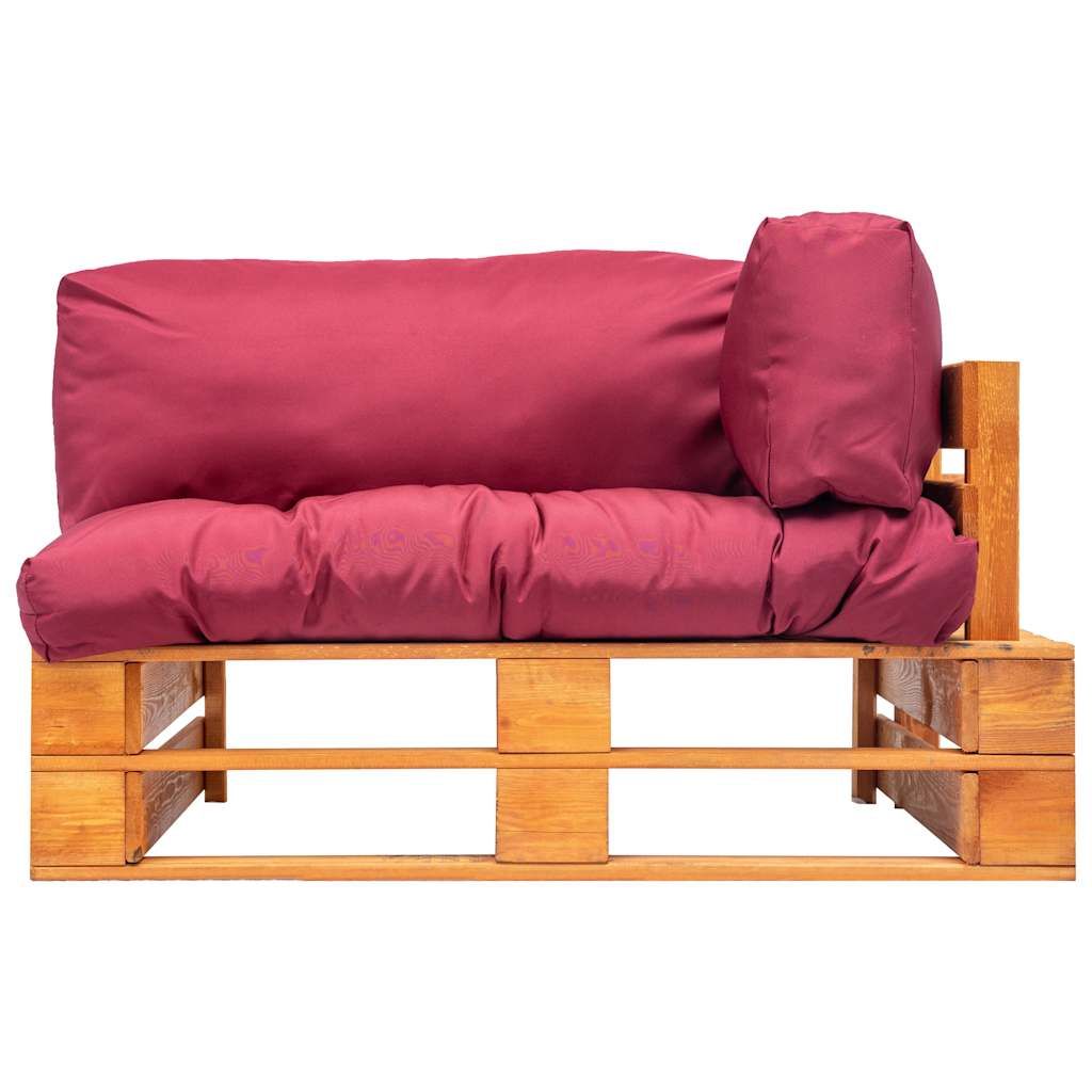 Divano da Giardino a Pallet con Cuscini Rossi in Legno Pino vidaXL