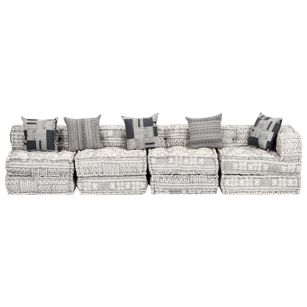 Pouf Modulare a 4 Posti Grigio Chiaro in Tessuto vidaXL