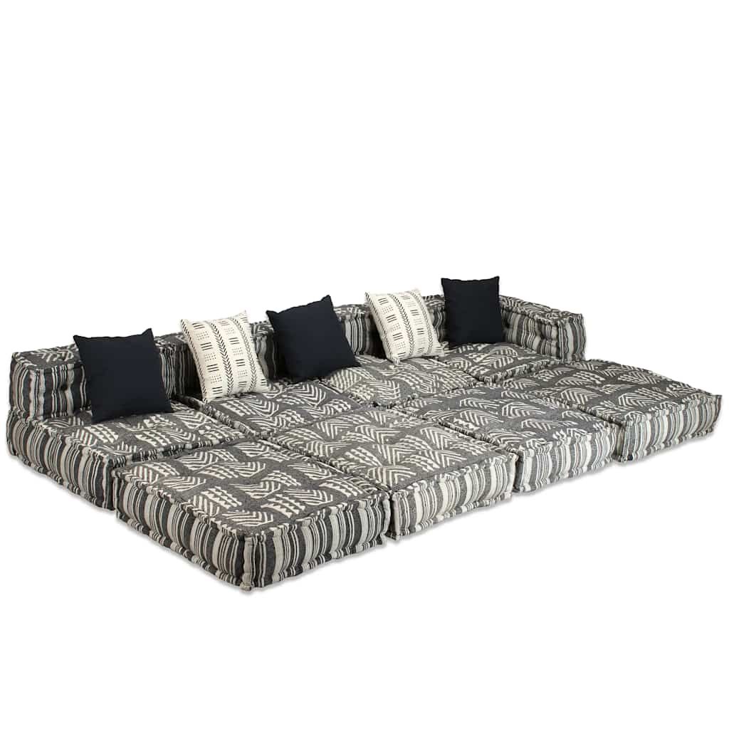 Pouf Modulare a 4 Posti in Tessuto Grigio a Strisce vidaXL