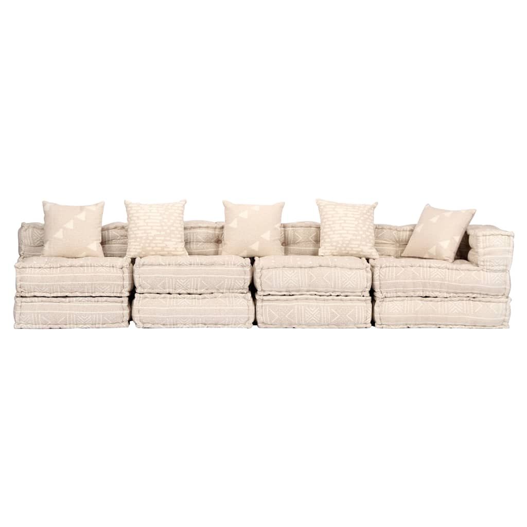 Pouf Modulare a 4 Posti Beige in Tessuto vidaXL
