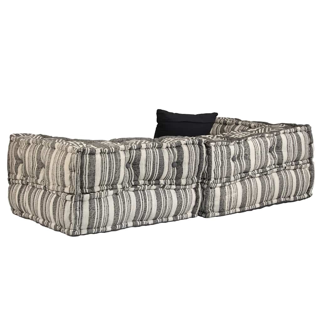 Pouf Modulare a 2 Posti in Tessuto Grigio a Strisce vidaXL