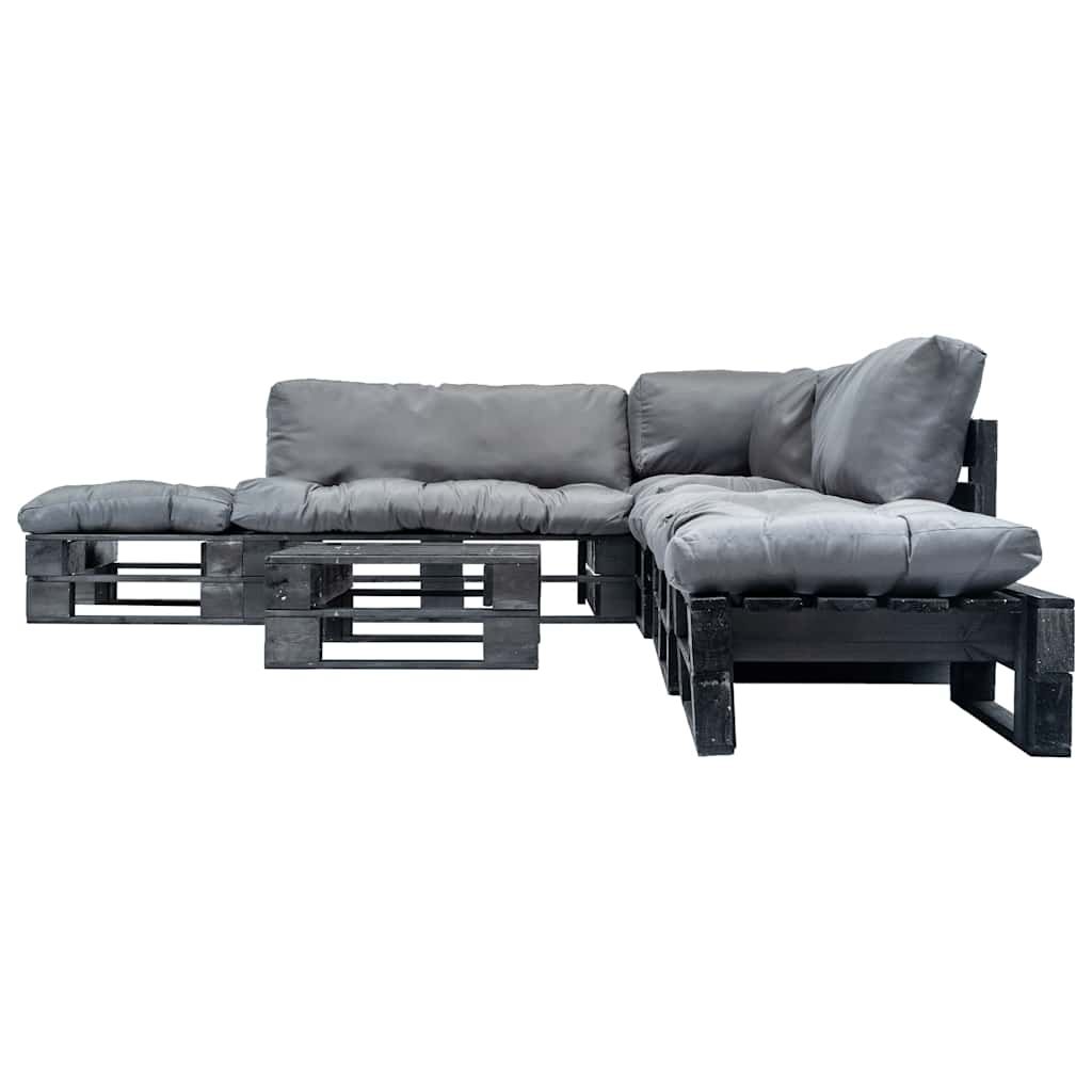 Set Divani da Giardino su Pallet 6pz con Cuscini Grigi in Legno vidaXL