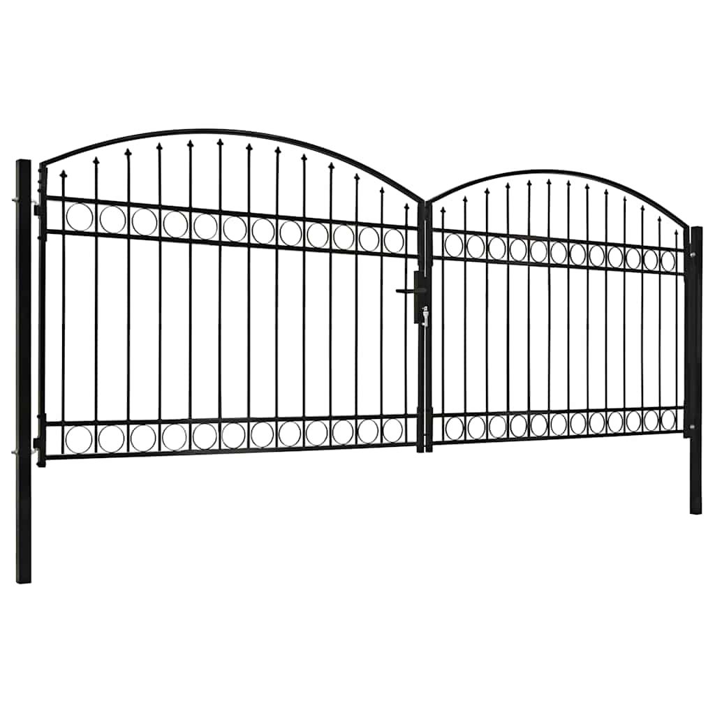 Cancello per recinzione ASSEN a doppia anta con parte superiore ad arco in acciaio 400x125 cm vidaXL