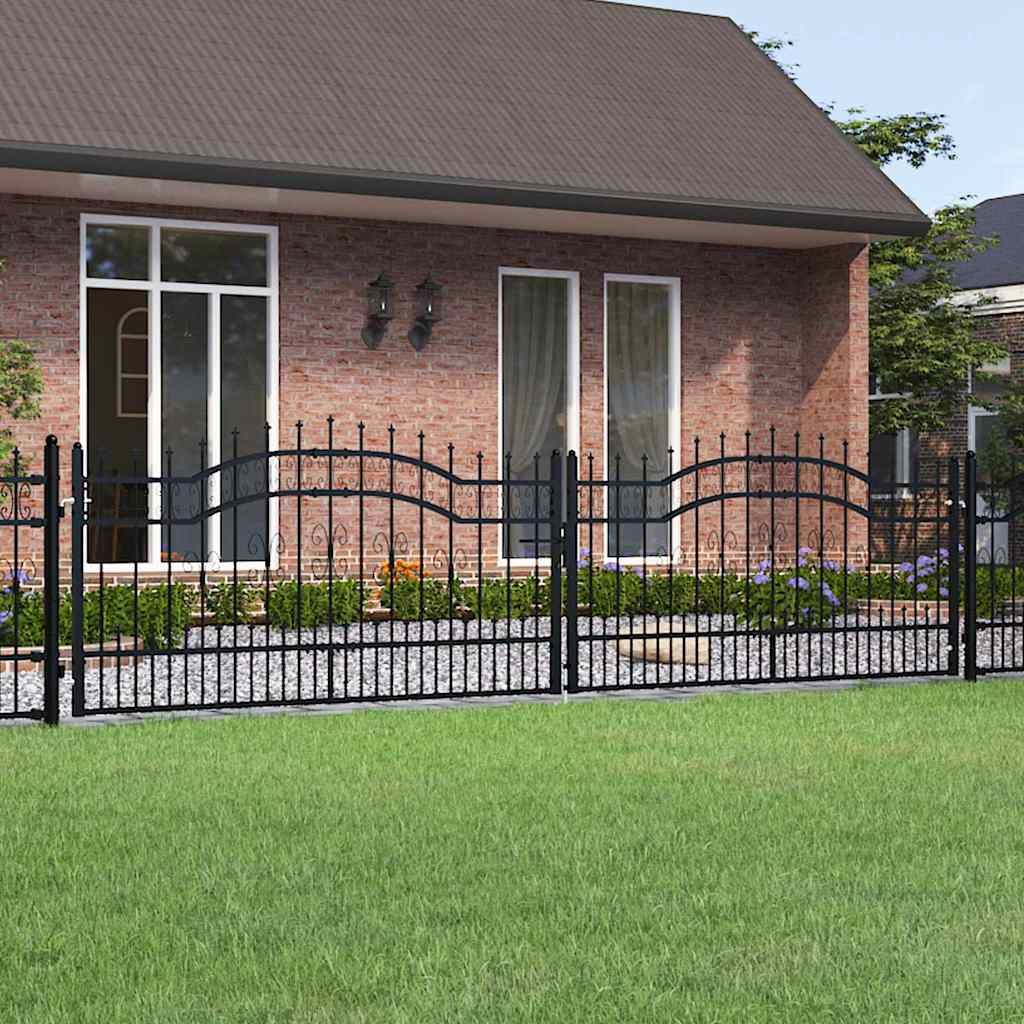 Cancello per recinzione KAMPEN con punta a lancia Nero 394,5x100 cm in acciaio vidaXL