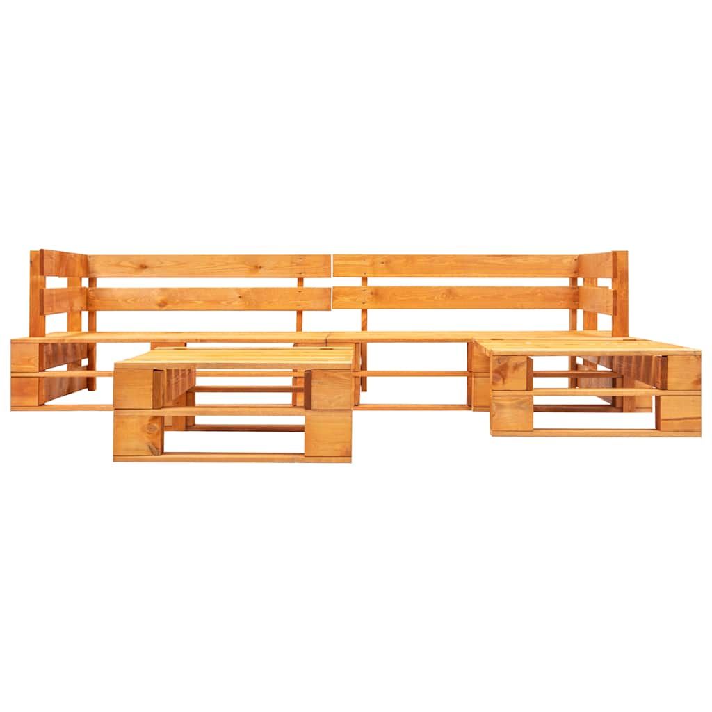Set Divani da Giardino su Pallet 4 pz Marrone ambra in Legno vidaXL