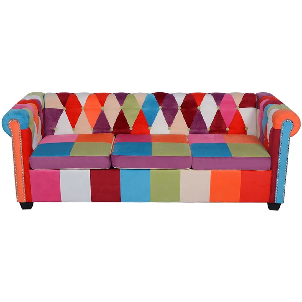 Divano Chesterfield a 3 Posti in Tessuto vidaXL