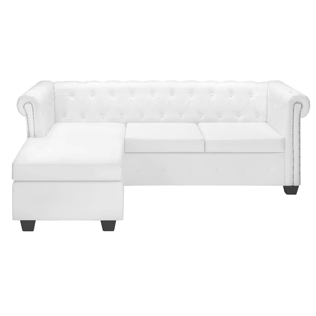 Divano Chesterfield a L in Finta Pelle Bianco vidaXL