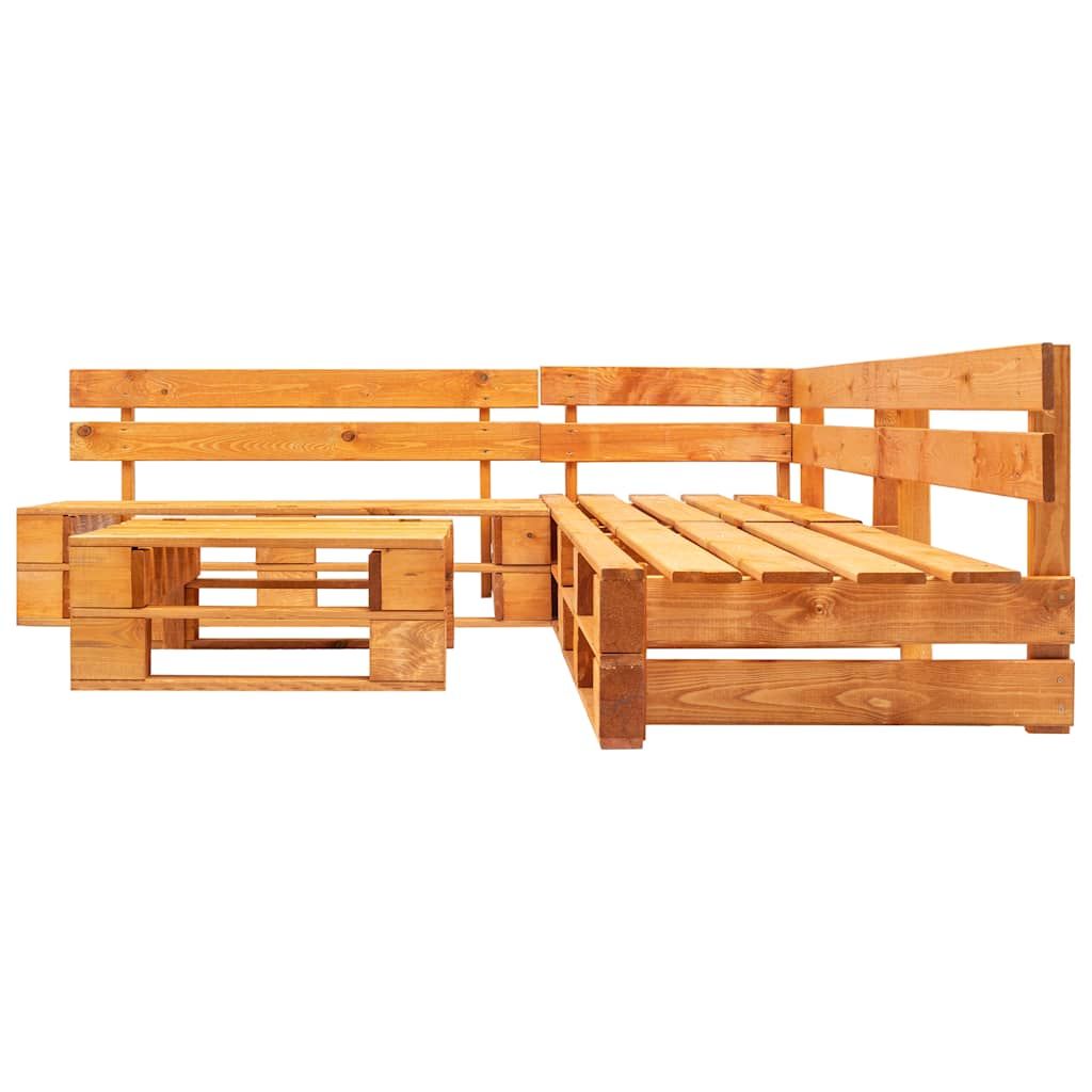 Set Divani da Giardino su Pallet 4 pz Marrone ambra in Legno vidaXL