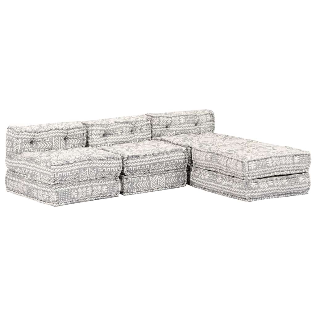 Pouf Modulare a 3 Posti Grigio Chiaro in Tessuto vidaXL